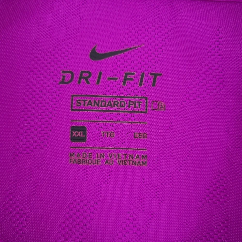 Nike Dri-FIT Polo Shirt Mens 2XL Purple Geometric Golf Performance Wear Top